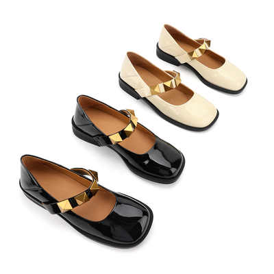 Sapatos femininos de couro lisos antiderrapantes, lindos sapatos femininos Mary Jane