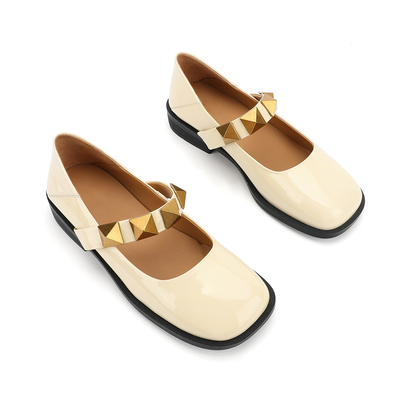 Sapatos femininos de couro lisos antiderrapantes, lindos sapatos femininos Mary Jane