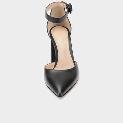 O salto quadrado Tan Ankle Strap Shoes, senhoras da correia do tornozelo de 8cm veste sapatas