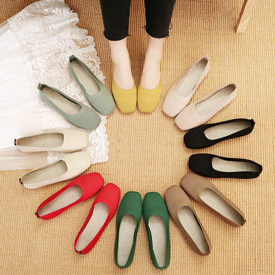 Feito malha redondo mulheres do fósforo da cabeça de fundo chato o diário senhora Flats Shoes dos preguiçosos de todas as