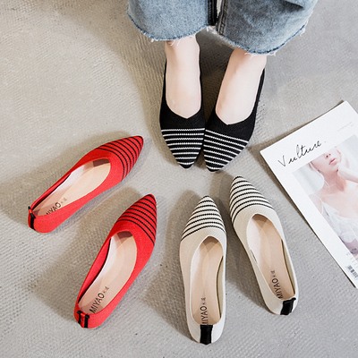 Feito malha de fundo chato aguçado diário sapatas da senhora Shoes Women Flats dos preguiçosos de todas as mulheres do fósforo