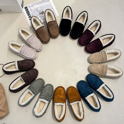 Baixo salto morno em volta das sapatas da etapa de Toe Velvet Cotton Plush One para o assinante