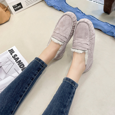 Baixo salto morno em volta das sapatas da etapa de Toe Velvet Cotton Plush One para o assinante