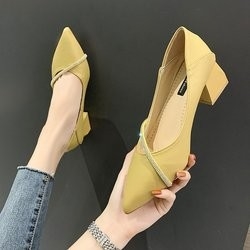 A mola elegante do escritório apontou Single Ladies que o couro ocasional calça o salto quadrado de 4cm