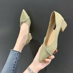 A mola elegante do escritório apontou Single Ladies que o couro ocasional calça o salto quadrado de 4cm