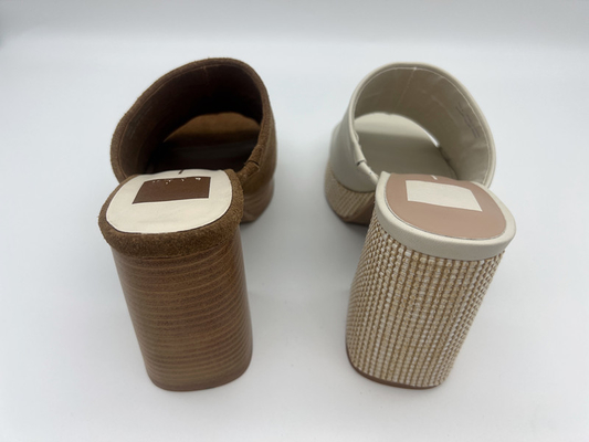 O ODM de couro Brown das sapatas de vestido das mulheres confortáveis abre Toe Heel Sandals