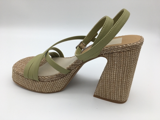 Sapatas de couro de Brown/de vestido mulheres verdes confortáveis com correia do tornozelo