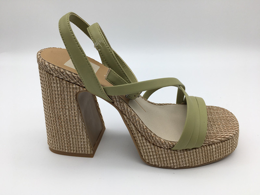 Sapatas de couro de Brown/de vestido mulheres verdes confortáveis com correia do tornozelo