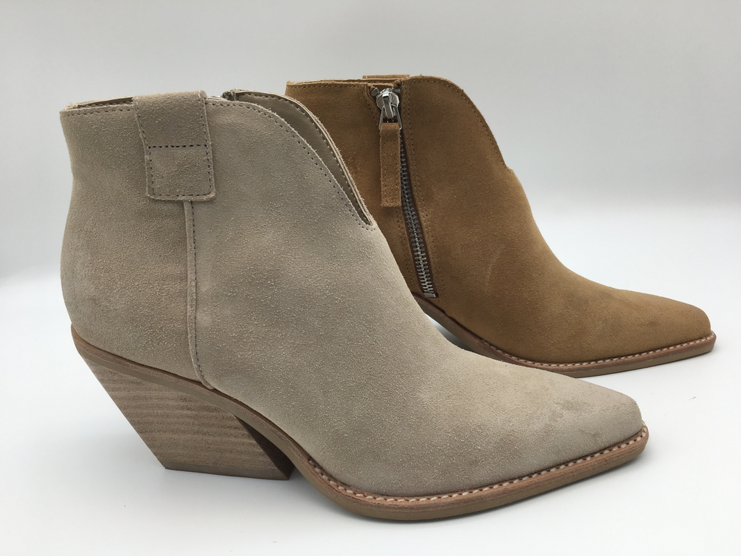 as botas do vestido das mulheres de couro da camurça marrom da vaca com zíper do metal, apontaram botas do tornozelo do salto do Abs do dedo do pé
