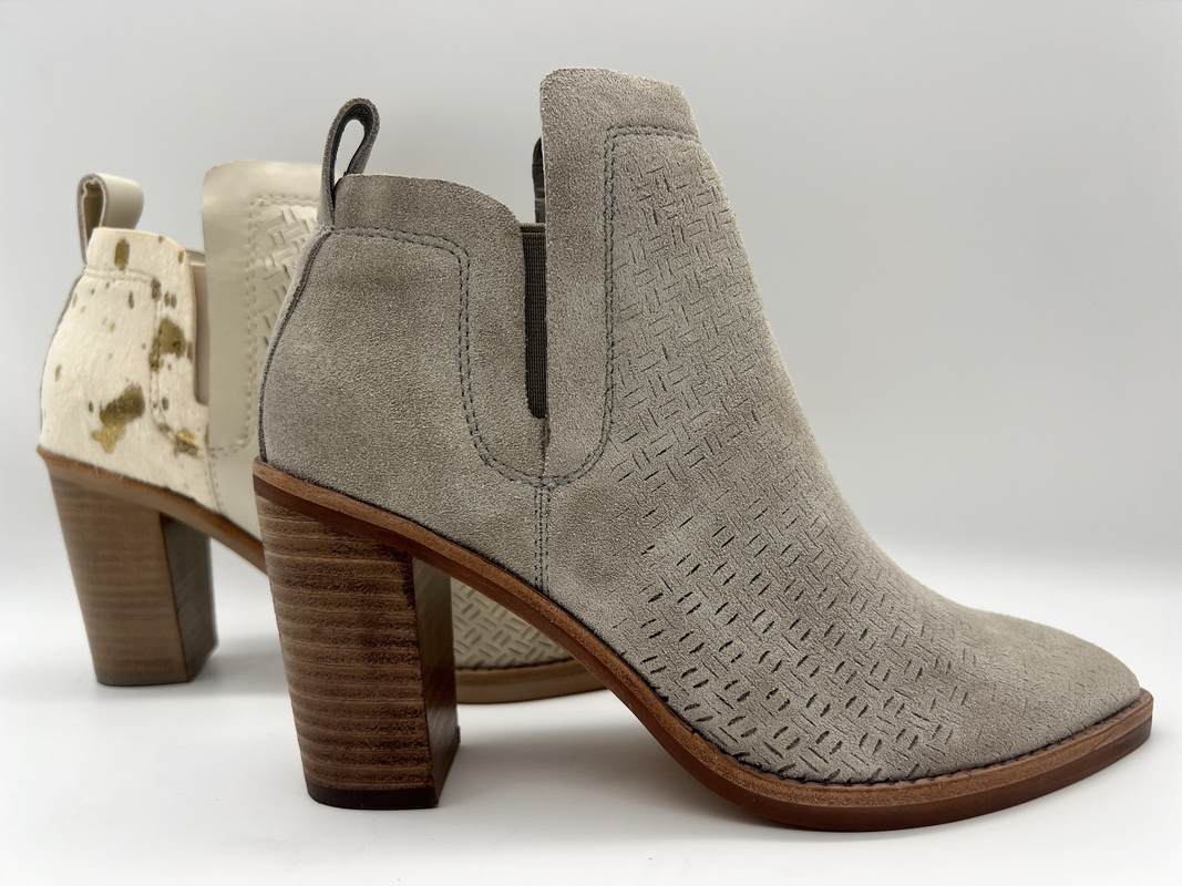 Salto do Abs com outsole de TPR, couro macio da camurça da quebra e botas do tornozelo do vestido das mulheres de couro do cabelo metálico