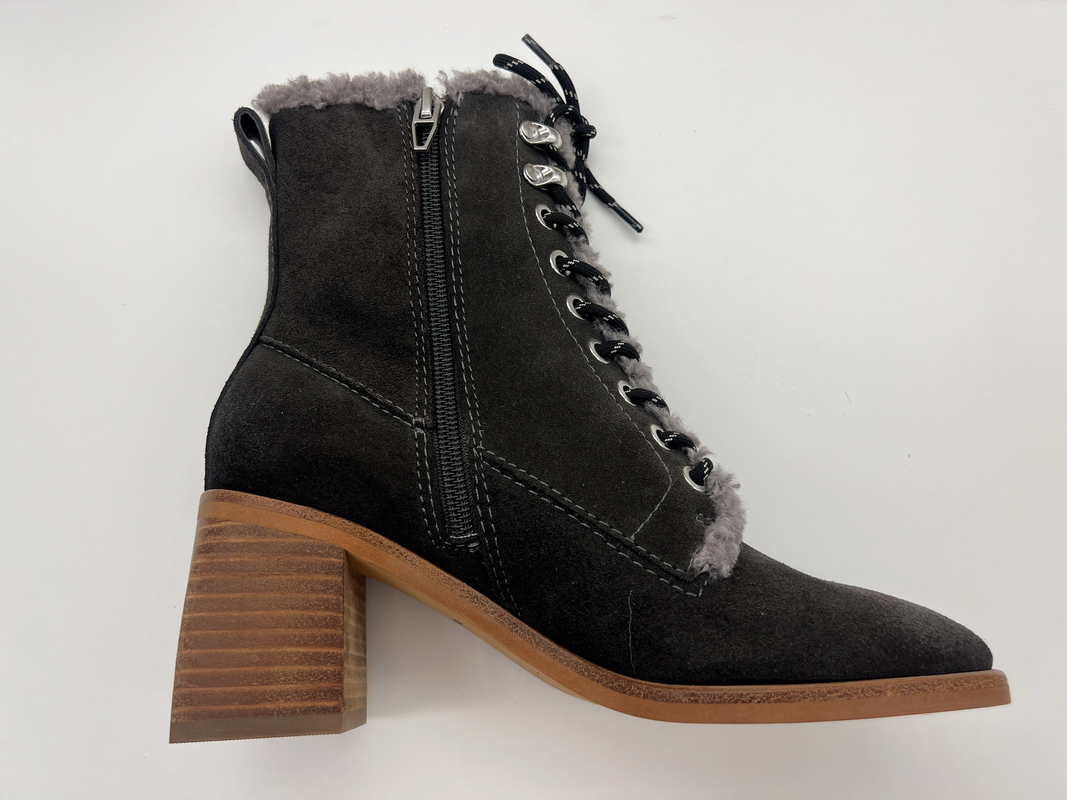 Botas impermeáveis do vestido do inverno do laço-acima do não-deslizamento das mulheres, couro macio da camurça da vaca com forro de alta qualidade do luxuoso