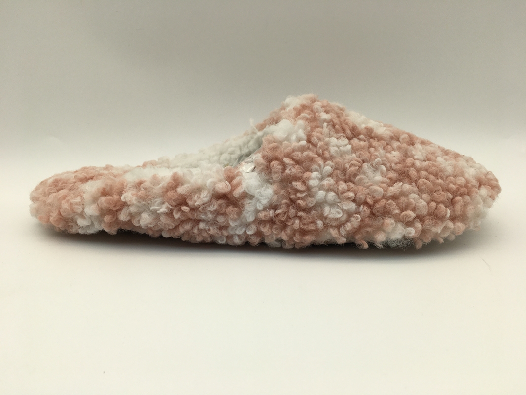 Deslizadores de senhoras macios Toe Two Tone Fur With próximo do rosa/osso uma unidade TPR Outsole