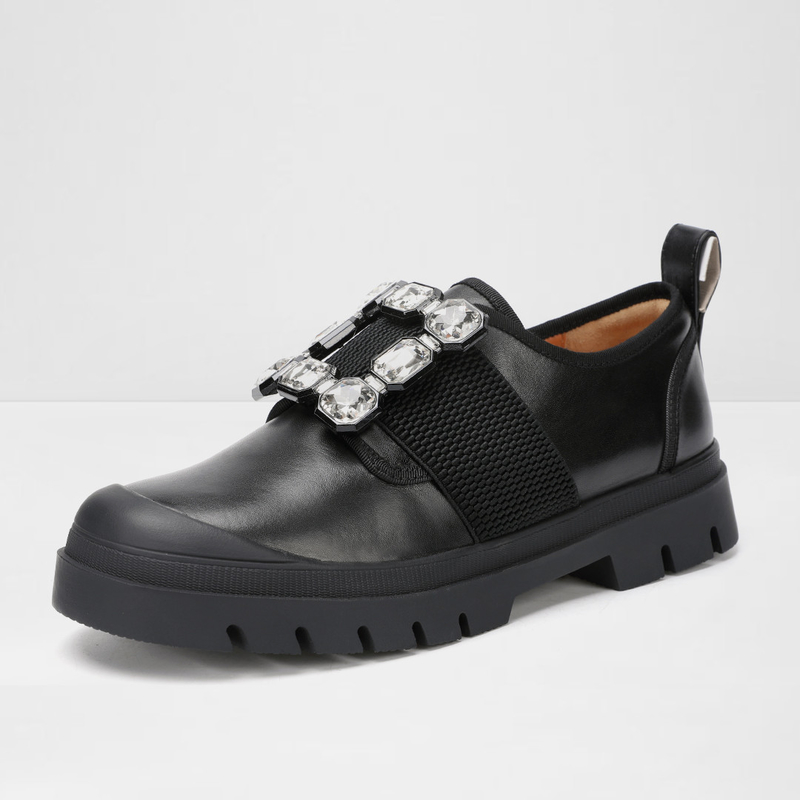 Sapato feminino preto liso para escritório novo estilo, sapato baixo casual Mary Jane